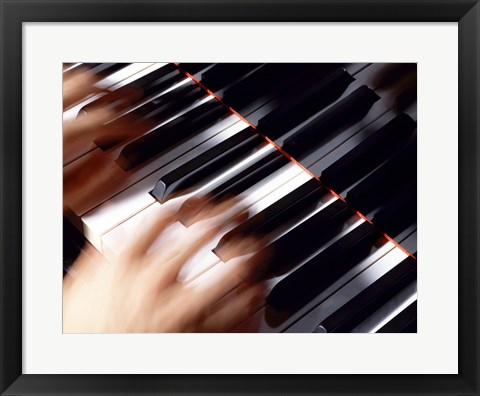 Framed Close-up of a person&#39;s hands playing a piano Print