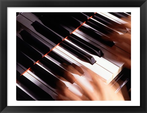 Framed Close-up of a person&#39;s hands playing a piano Print