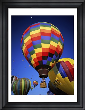 Framed Brightly Colored Hot Air Balloon with Basket Print