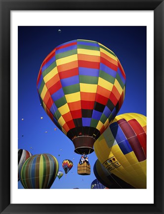 Framed Brightly Colored Hot Air Balloon with Basket Print