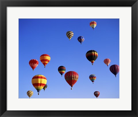 Framed Large Group of Hot Air Balloons Flying Print