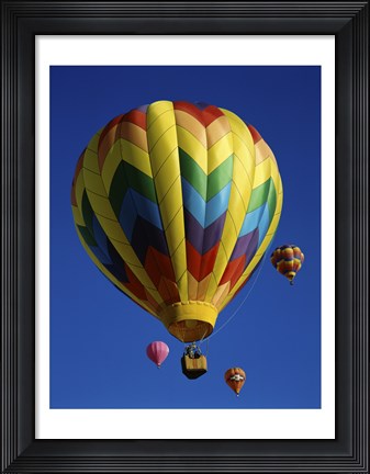 Framed Yellow Rainbow Hot Air Balloon Print