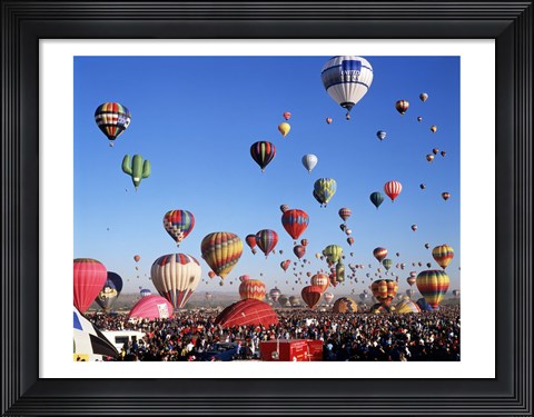 Framed Group of Hot Air Balloons Taking Off Print