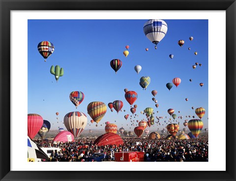 Framed Group of Hot Air Balloons Taking Off Print