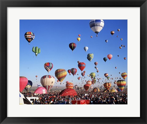 Framed Group of Hot Air Balloons Taking Off Print