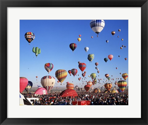 Framed Group of Hot Air Balloons Taking Off Print