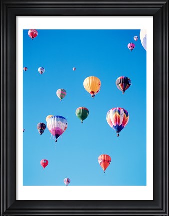 Framed Bunch of Hot Air Balloons in the Blue Sky Print