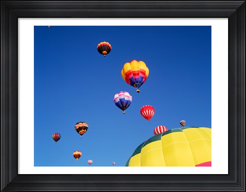 Framed Hot Air Balloons Flying Away in a Group Print