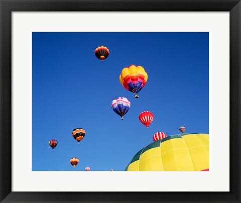 Framed Hot Air Balloons Flying Away in a Group Print