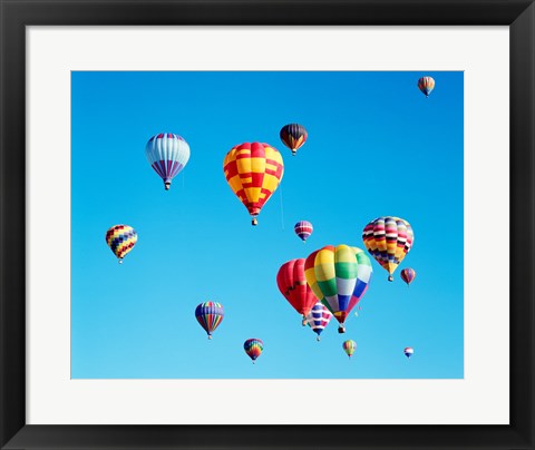 Framed Group of Hot Air Balloons Floating Together in Albuquerque, New Mexico Print