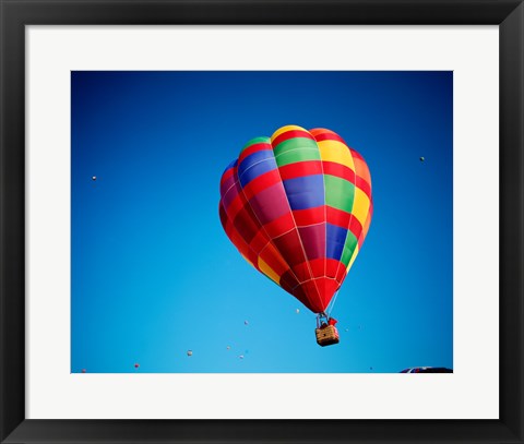 Framed Rainbow Hot Air Balloon with other Hot Air Balloons Far Away Print