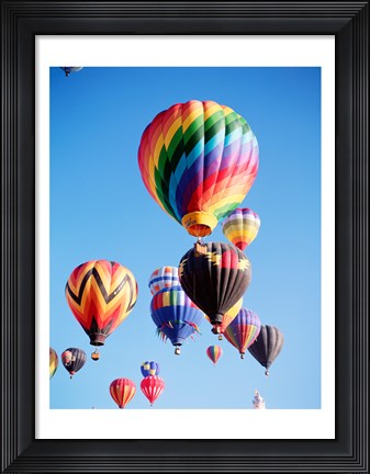 Framed Cluster of Hot Air Balloons Print