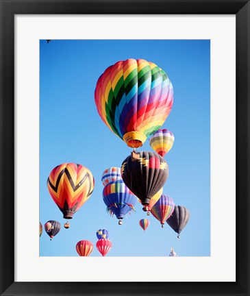 Framed Cluster of Hot Air Balloons Print