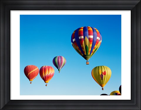 Framed Five Hot Air Balloons Flying Together Print