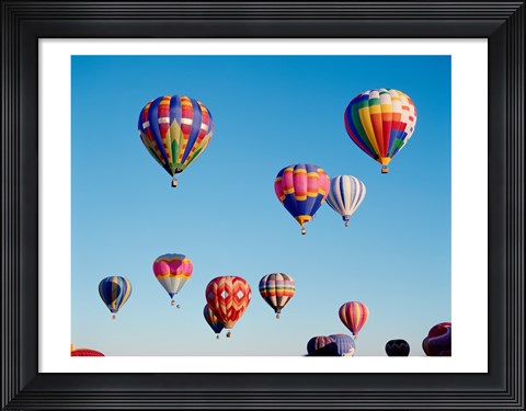 Framed Hot Air Balloons in a Group Floating into the Sky Print