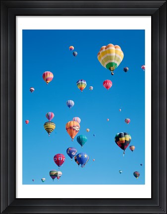 Framed Hot Air Balloons Flying in a Group Print