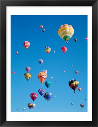 Framed Hot Air Balloons Flying in a Group Print