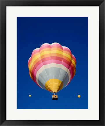 Framed Low Angle Shot of a Rainbow Hot Air Balloon Print