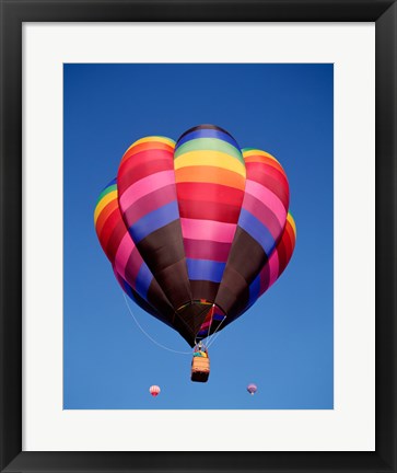 Framed Rainbow Hot Air Balloon Flying Away Print