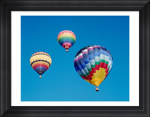 Framed 3 Multi-Colored Hot Air Balloons Flying Print
