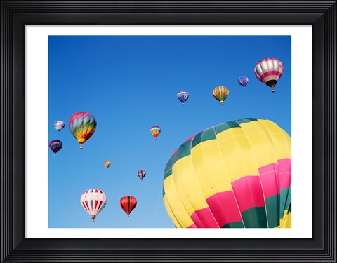 Framed View of Hot Air Balloons Flying into the Sky in New Mexico Print