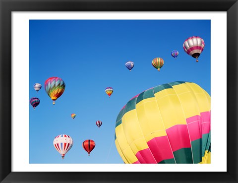 Framed View of Hot Air Balloons Flying into the Sky in New Mexico Print