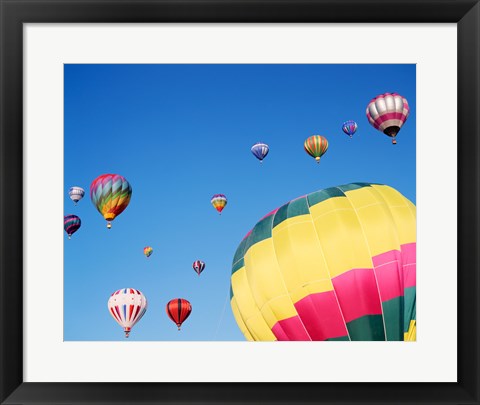 Framed View of Hot Air Balloons Flying into the Sky in New Mexico Print