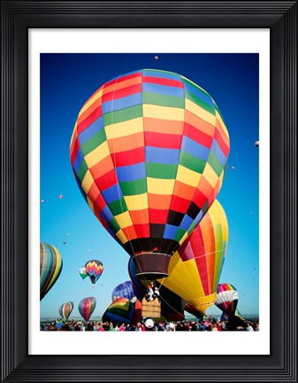 Framed Low angle Closeup Of Hot Air Balloons In The Sky, Albuquerque International Balloon Fiesta, Albuquerque, New Mexico, USA Print