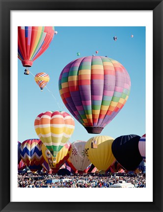 Framed Low angle view of hot air balloons in the sky, Albuquerque International Balloon Fiesta, Albuquerque, New Mexico, USA Print