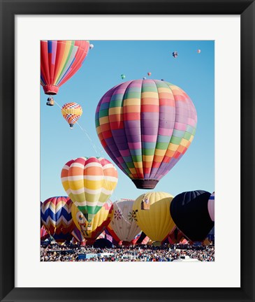 Framed Low angle view of hot air balloons in the sky, Albuquerque International Balloon Fiesta, Albuquerque, New Mexico, USA Print