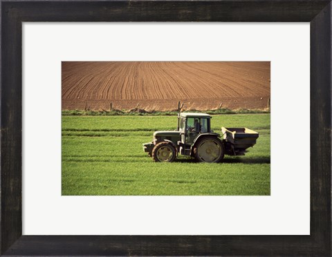 Framed Tractor in a field, Newcastle, Ireland Print