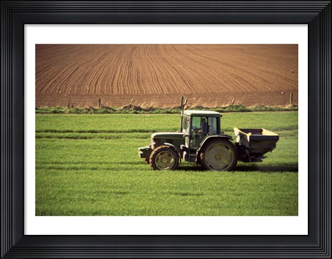 Framed Tractor in a field, Newcastle, Ireland Print