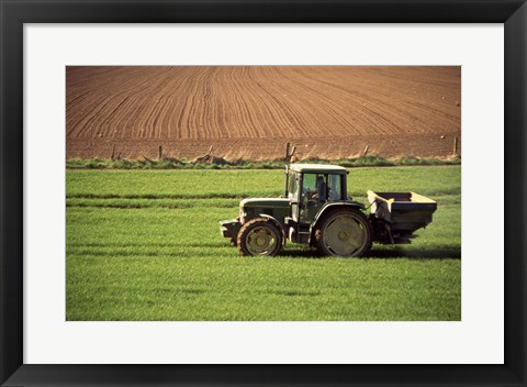 Framed Tractor in a field, Newcastle, Ireland Print