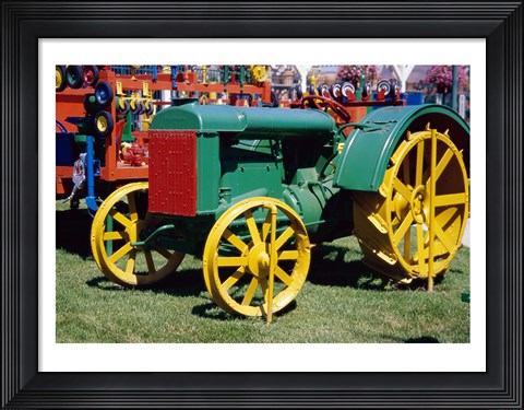Framed Old fashioned tractor at Farmers Market, San Juan Capistrano, California, USA Print