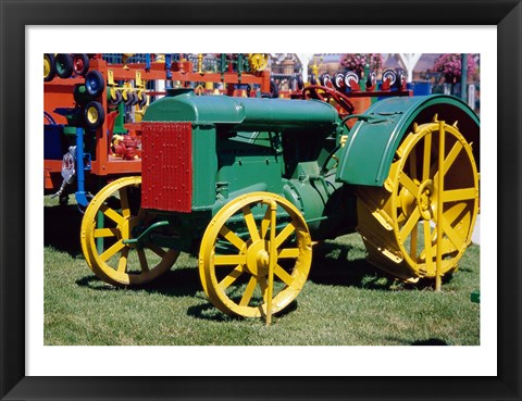 Framed Old fashioned tractor at Farmers Market, San Juan Capistrano, California, USA Print