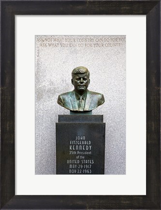 Framed JFK Bust by Evangelos Frudakis at Kennedy Plaza, Boardwalk, Atlantic City, New Jersey, USA Print