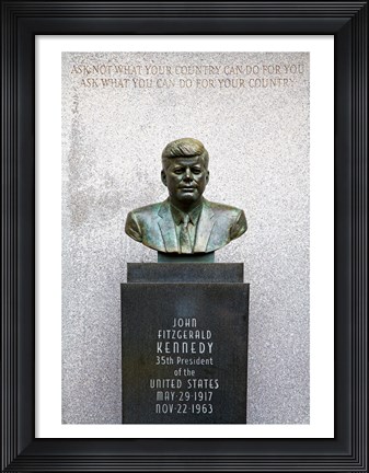 Framed JFK Bust by Evangelos Frudakis at Kennedy Plaza, Boardwalk, Atlantic City, New Jersey, USA Print