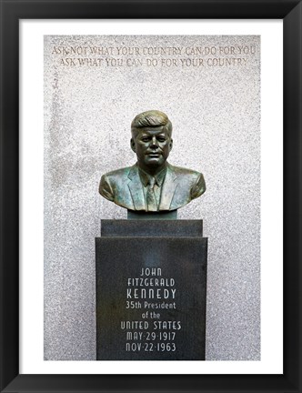 Framed JFK Bust by Evangelos Frudakis at Kennedy Plaza, Boardwalk, Atlantic City, New Jersey, USA Print