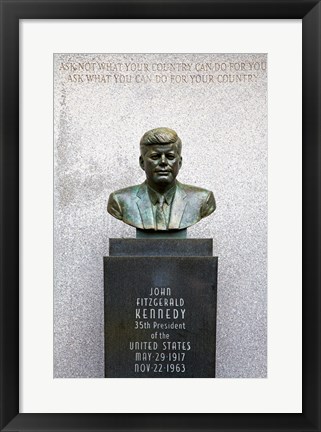 Framed JFK Bust by Evangelos Frudakis at Kennedy Plaza, Boardwalk, Atlantic City, New Jersey, USA Print