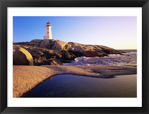 Framed Lighthouse on the coast, Peggy&#39;s Cove Lighthouse, Peggy&#39;s Cove, Nova Scotia, Canada Print