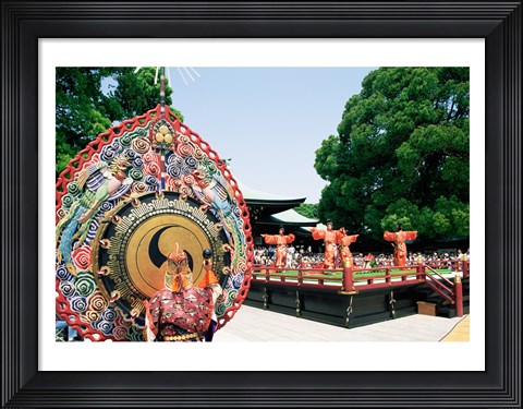 Framed Decorative drum in front of a building, Meiji Jingu Shrine, Tokyo, Japan Print