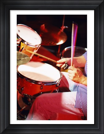 Framed Man playing the drums Print