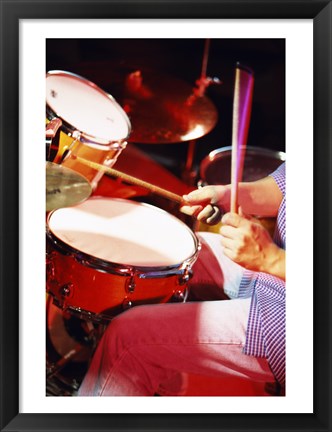 Framed Man playing the drums Print