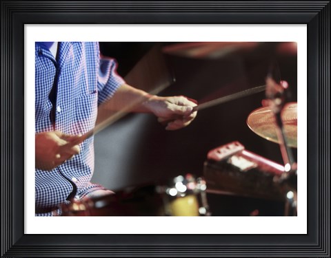 Framed Man playing the drums Print