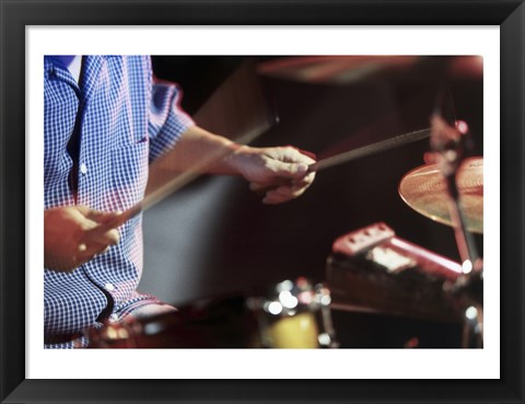 Framed Man playing the drums Print