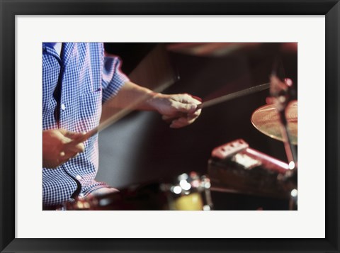 Framed Man playing the drums Print