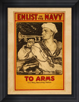 Framed Enlist in the Navy Print