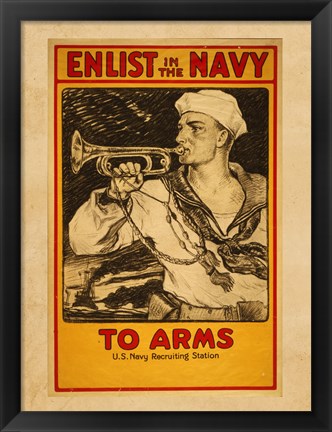 Framed Enlist in the Navy Print