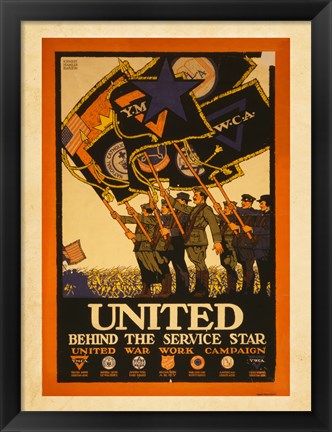 Framed United Behind the Service Star Print