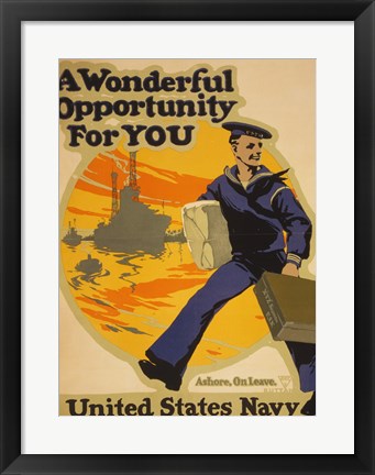 Framed Wonderful Opportunity for You United States Navy Print